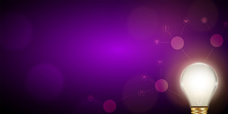 紫色渐变简约科技感电灯灯泡idea主意展板背景